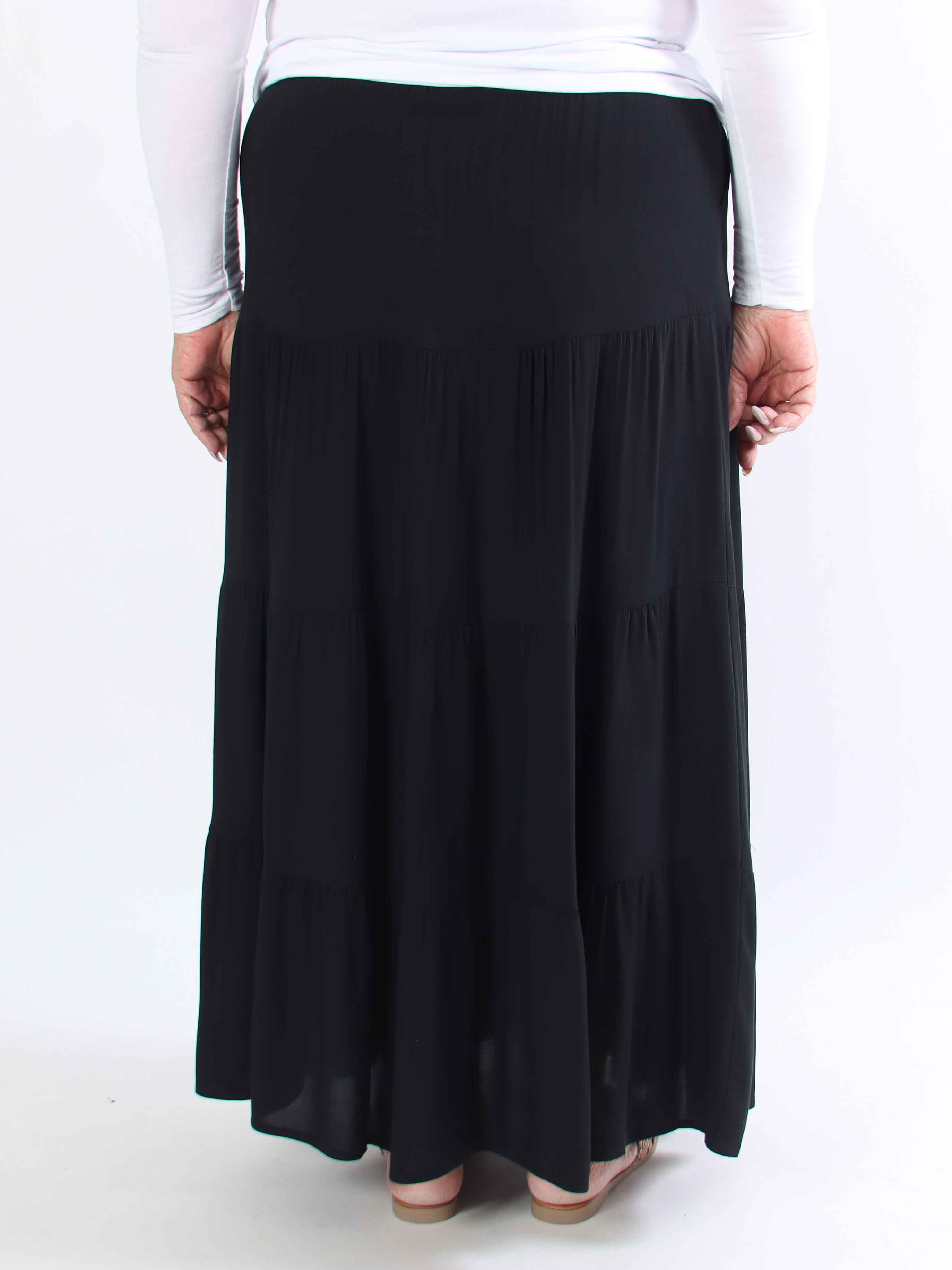 Kayla - Plus size kjol i viskos med lager-på-lager-look